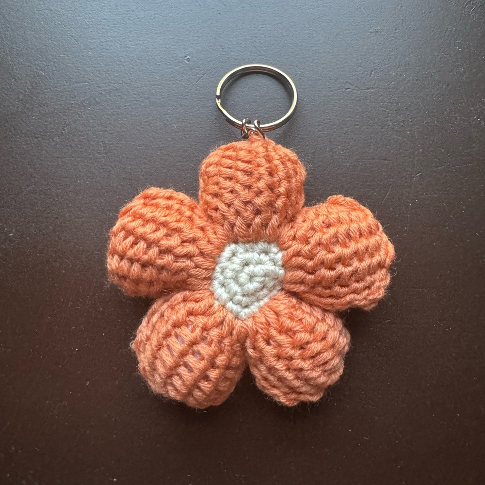 Handmade Orange Flower Keychain